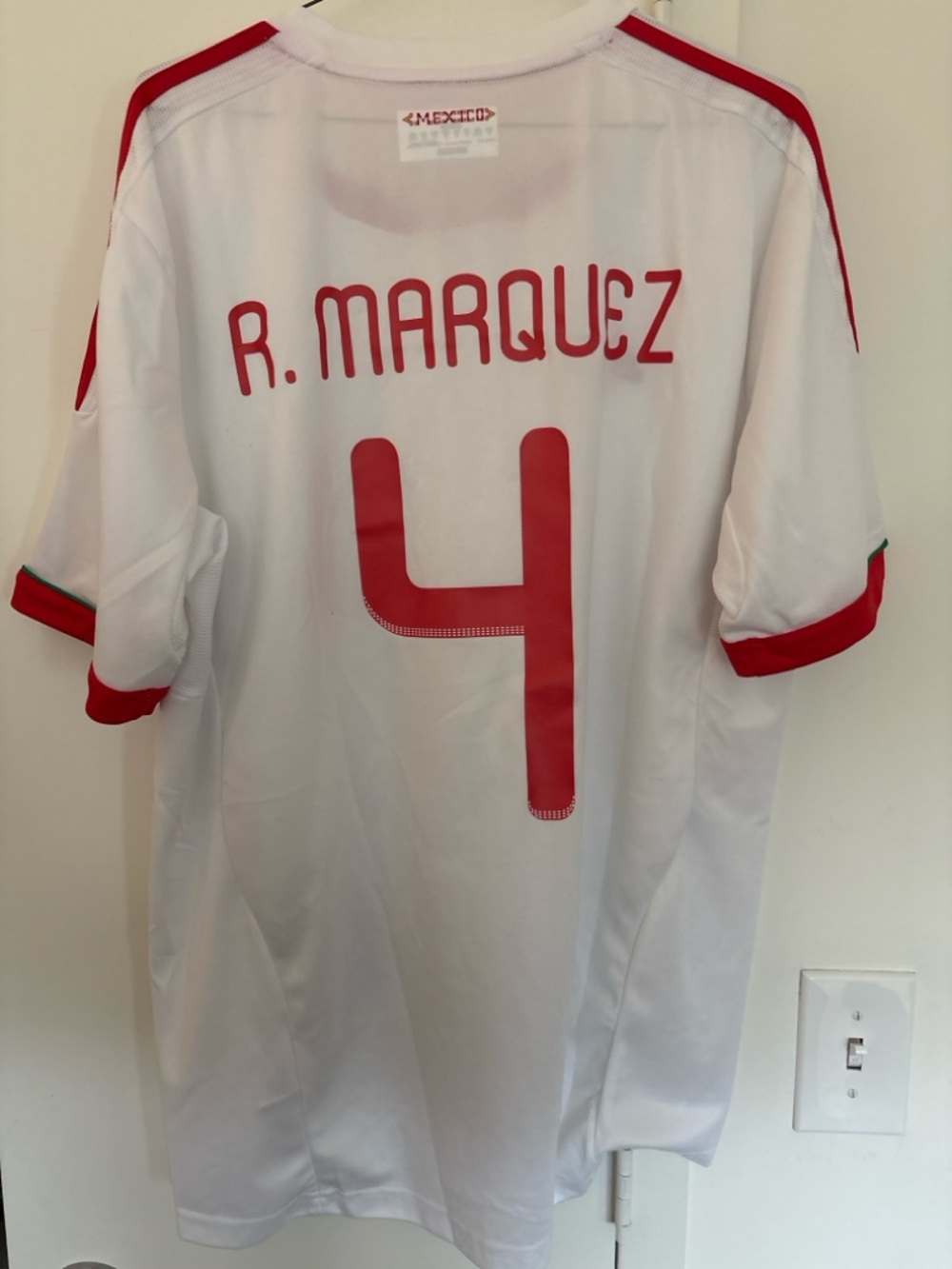Mexico 2010 National Team Adidas ClimaCool Jersey R. Márquez #4 – White – Size L